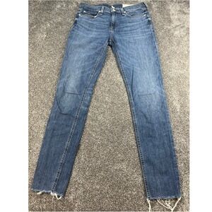 Rag & Bone Cate Mid-Rise Skinny Jeans Raw Hem Size Women's Size 28 Medium Wash